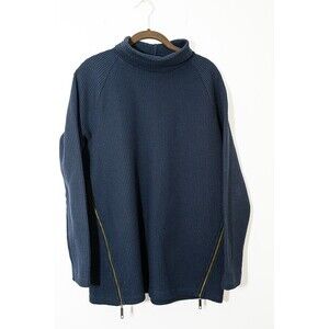 L.L. Bean Signature Sweater L Blue Waffle Knit